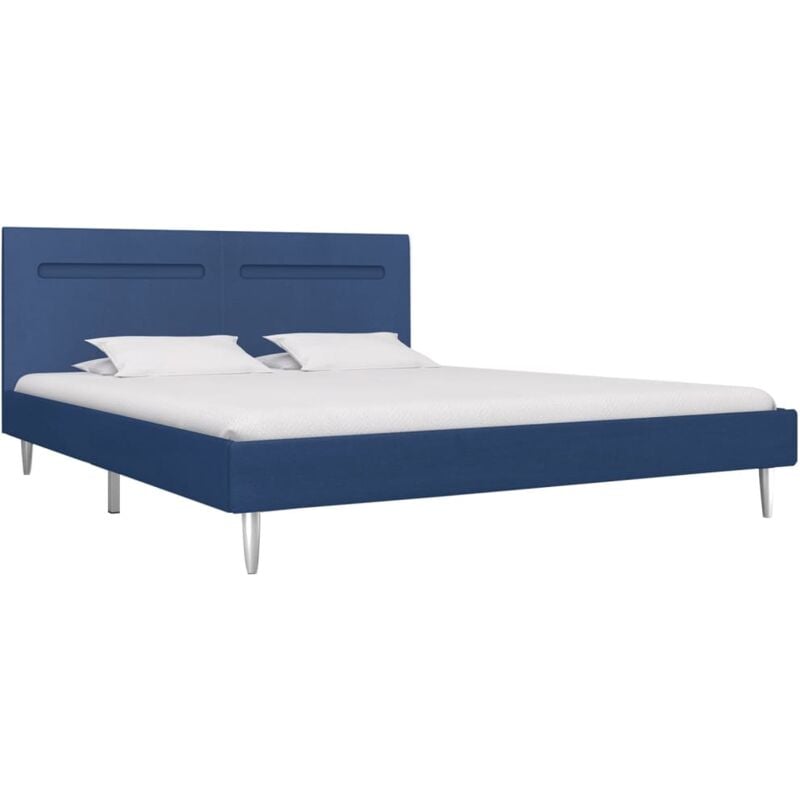 vidaXL Cadre de lit avec LED bleu tissu 180x200 cm
