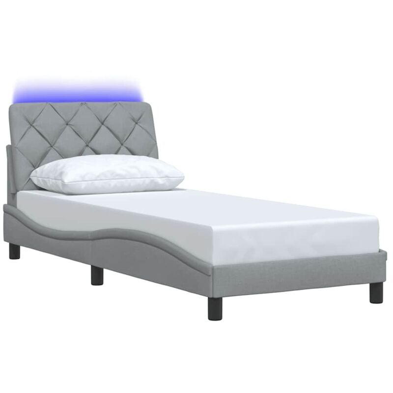 Vidaxl - Cadre de lit avec led sans matelas gris clair 90x200 cm tissu