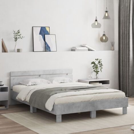 Cadre de lit avec LED sans matelas gris béton 140x200 cm vidaXL