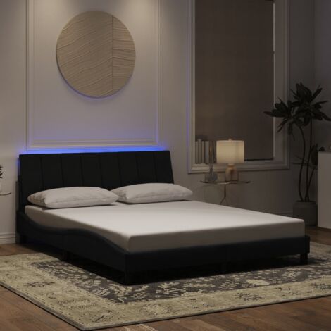 Cadre de lit avec LED sans matelas Hanko noir 160x200 cm velours vidaXL