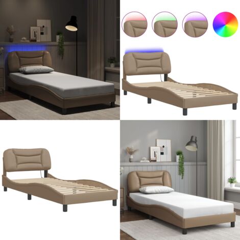 Cadre de lit avec LED sans matelas Hvar cappuccino 80x200 cm - Cadre de lit - Coussin de tête de lit
