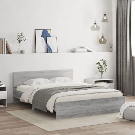 Cadre de lit avec LED sans matelas sonoma gris 160x200 cm vidaXL