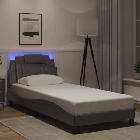 Cadre de lit avec LED sans matelas-Structure de lit gris 90x190 cm 819195