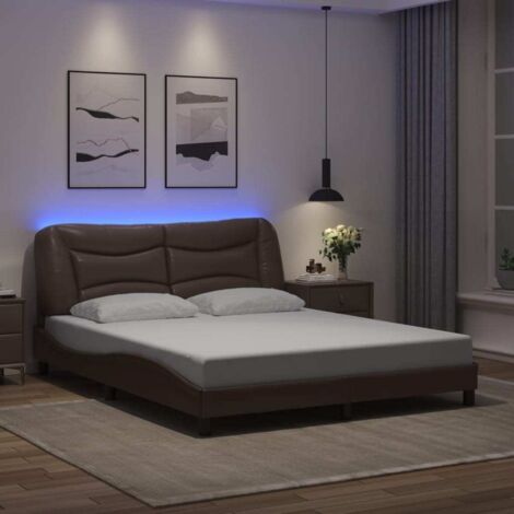 Cadre de lit avec LED sans matelas-Structure de lit marron 160x200 cm 438507