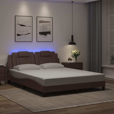 Cadre de lit avec LED sans matelas-Structure de lit marron 160x200 cm 910818