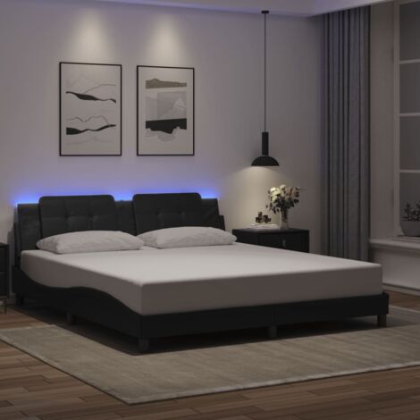Cadre de lit avec LED sans matelas-Structure de lit noir 180x200 cm 495683