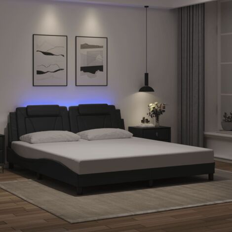 Cadre de lit avec LED sans matelas-Structure de lit noir 180x200 cm 504765