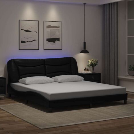 Cadre de lit avec LED sans matelas-Structure de lit noir 180x200 cm 897368