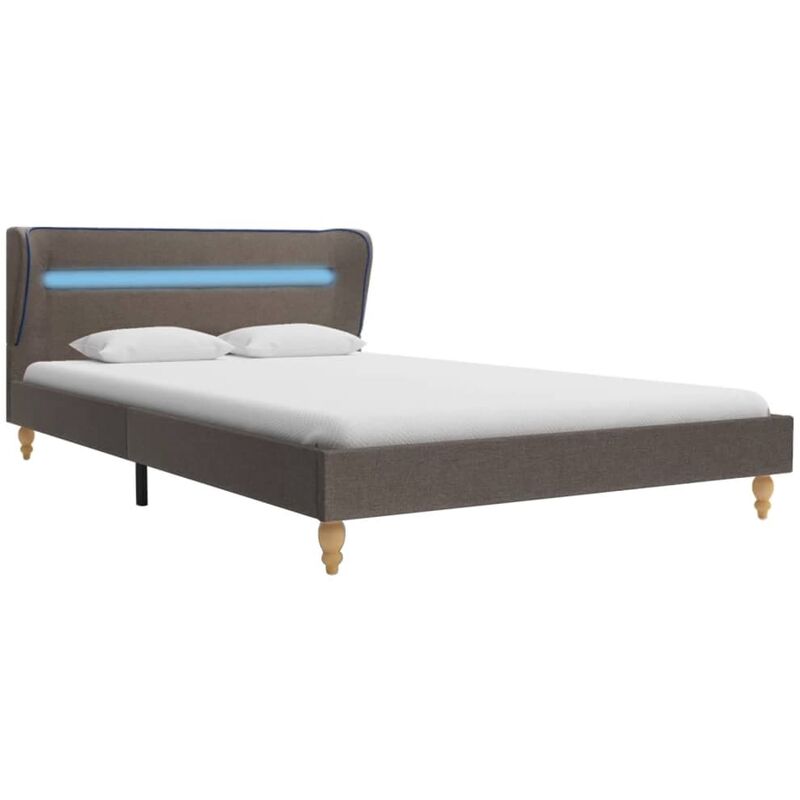 Vidaxl - Cadre de lit avec LED Taupe Tissu 135x190 cm