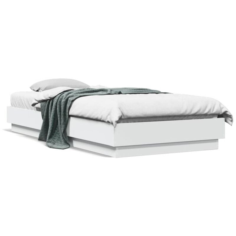 Cadre de lit avec lumières led blanc 100x200 cm