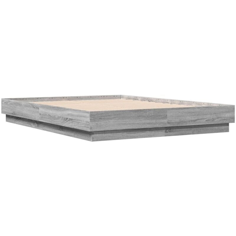 Vidaxl - Cadre de lit avec led sans matelas sonoma gris 135x190 cm