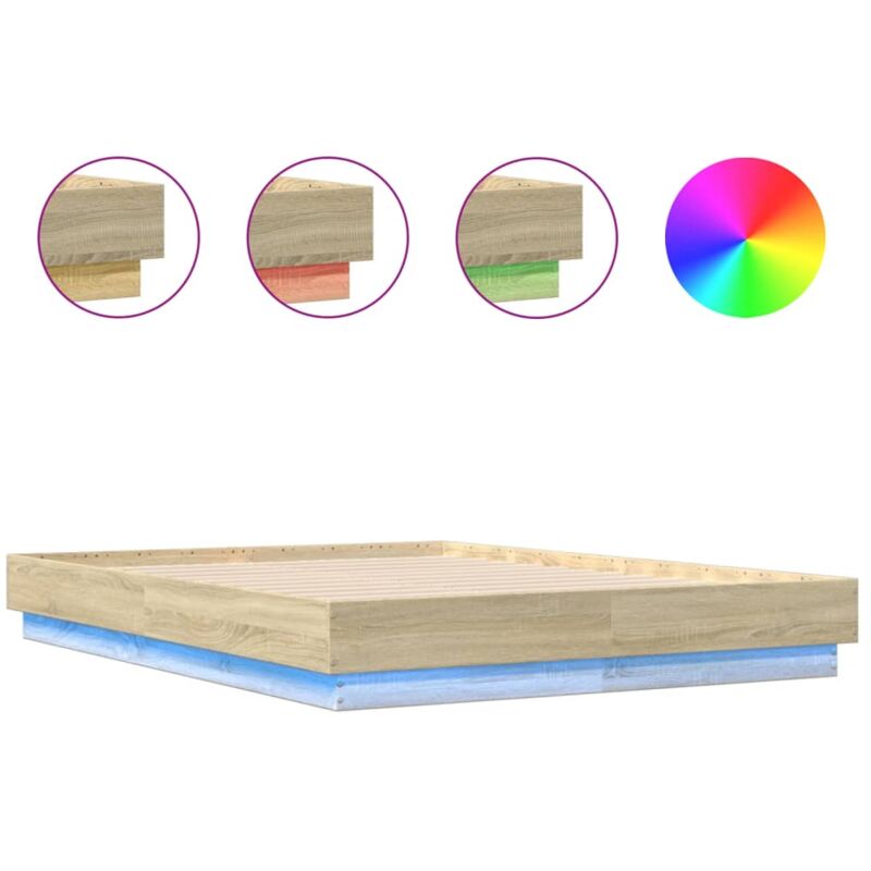 Vidaxl - Cadre de lit avec lumières led chêne sonoma 120x190 cm