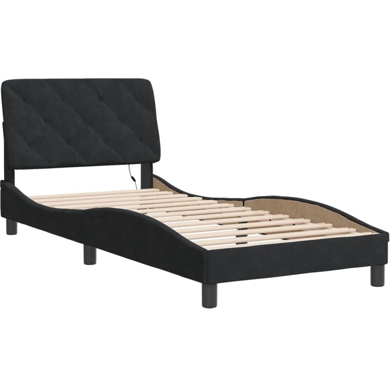 Vidaxl - Cadre de lit avec lumières led noir 90x190 cm velours