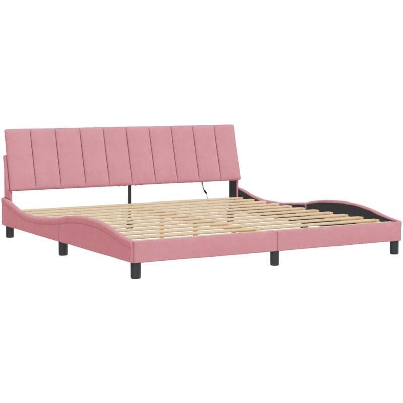 Vidaxl - Cadre de lit avec lumières led rose 200x200 cm velours