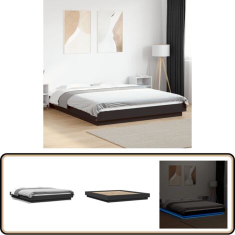 Cadre de lit avec lumières LED sans matelas noir 150x200 cm - Cadre De Lit - Lit Moderne - Éclairage Led - Luminaire De Chambre - Sommier