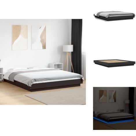 Cadre de lit avec lumières LED sans matelas noir 150x200 cm - Cadre De Lit - Lit Moderne - Éclairage Led - Luminaire De Chambre - Sommier