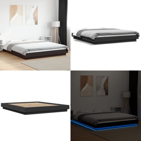 Cadre de lit avec lumières LED sans matelas noir 150x200 cm - Cadre De Lit - Lit Moderne - Éclairage Led - Luminaire De Chambre - Sommier - Home & Living