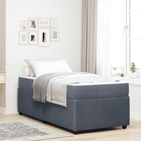 Cadre de lit avec matelas Gris foncé 80 x 200 cm Velours vidaXL