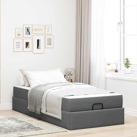Cadre de lit avec matelas-Structure de lit avec matelas Gris foncé 80 x 200 cm tissu 158084