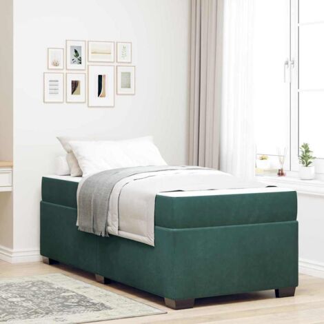 Cadre de lit avec matelas-Structure de lit avec matelas Vert foncé 80 x 200 cm Velours 232181