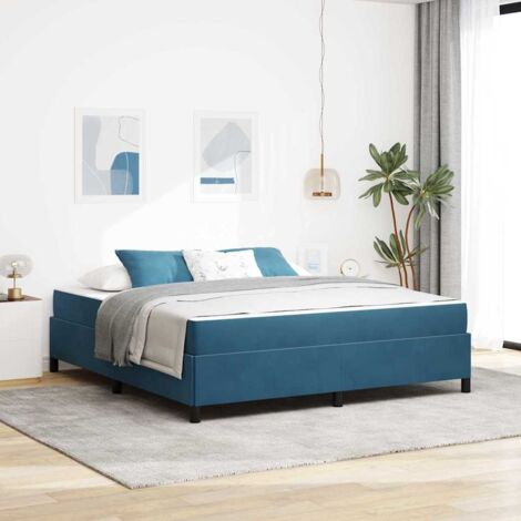 Cadre de lit avec matelas-Structure de lit Bleu foncé 180 x 200 cm tissu