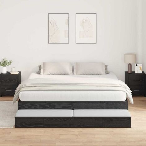 Cadre de lit avec rangement Chêne noir 200 cm Bois d'ingénierie vidaXL