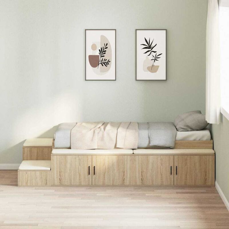 Cadre de lit avec rangement Chêne Sonoma 234 x 103 x 53.5 cm Vidaxl