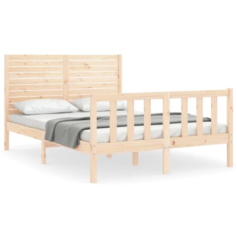 Cadre de lit avec tête de lit 140x200 bois massif