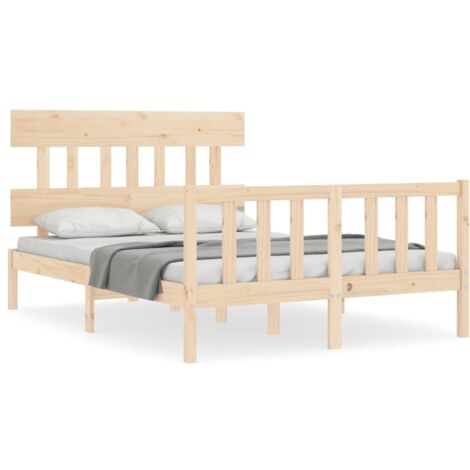 Cadre de lit avec tête de lit 140x200 bois massif