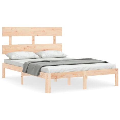 Cadre de lit avec tête de lit 140x200 bois massif