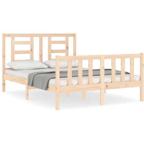 Cadre de lit avec tête de lit 140x200 bois massif