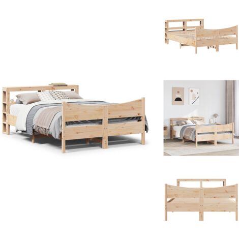 Cadre de lit avec tête de lit 140x200 cm bois de pin massif - Cadre De Lit - Cadres De Lit - Sommier - Meuble De Chambre À Coucher