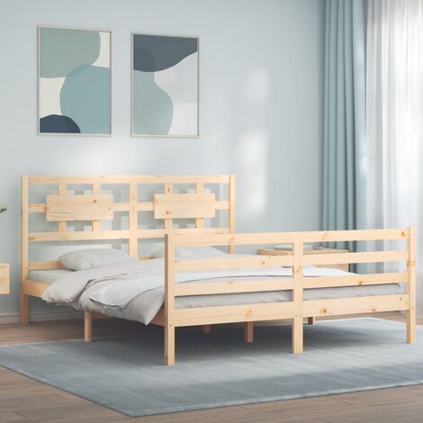 Cadre de lit avec tête de lit 160x200 cm bois massif
