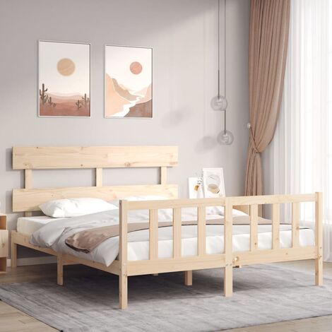Cadre de lit avec tête de lit 160x200 cm bois massif - Brun