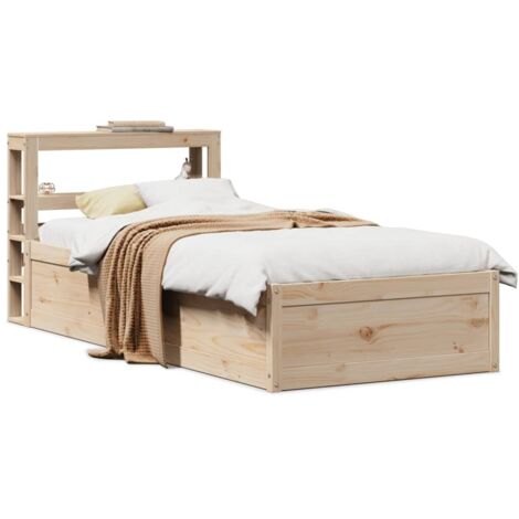 Cadre de lit avec tête de lit 75x190 cm bois de pin massif vidaXL