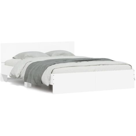 Cadre de lit avec tête de lit blanc 140x190