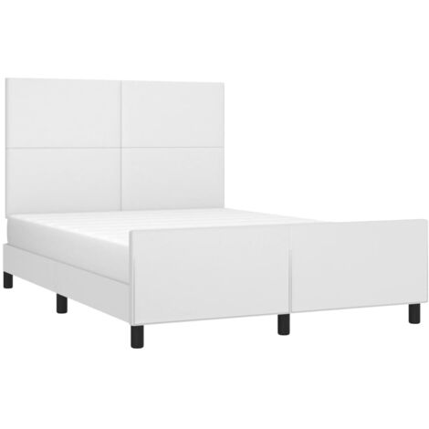 Cadre de lit avec tête de lit Blanc 140x190 cm Similicuir