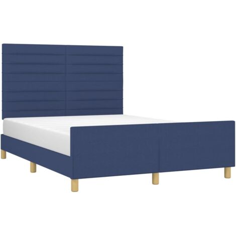 Cadre de lit avec tête de lit Bleu 140x190 cm Tissu