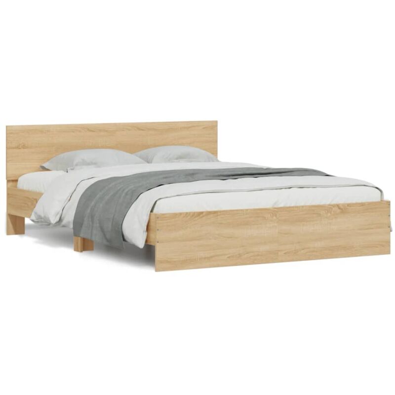 Cadre de lit avec tête de lit chêne sonoma 140x190 Cadre de lit avec tête de lit chêne sonoma 140x190