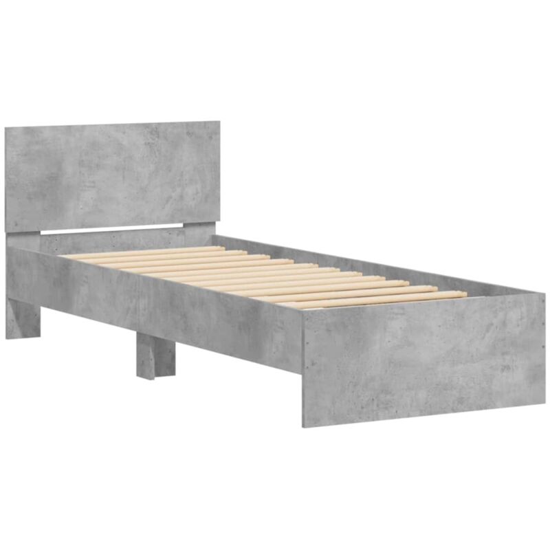 Cadre de lit sans matelas avec lumières led gris béton 75x190cm Vidaxl