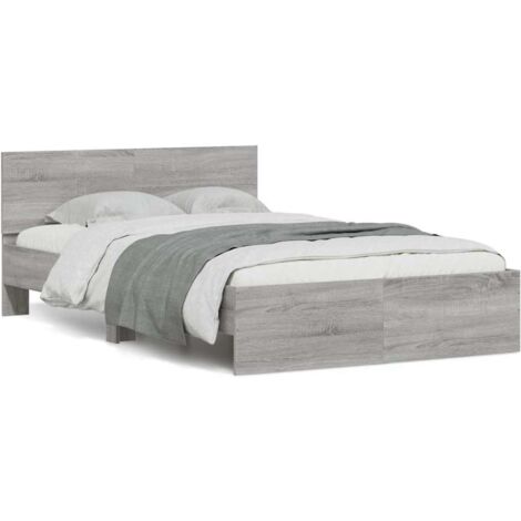 Cadre de lit avec tête de lit et LED-Structure de lit sonoma gris 140x200 cm 434863