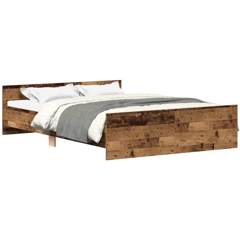Cadre de lit sans matelas vieux bois 140x190 cm bois ingénierie Vidaxl