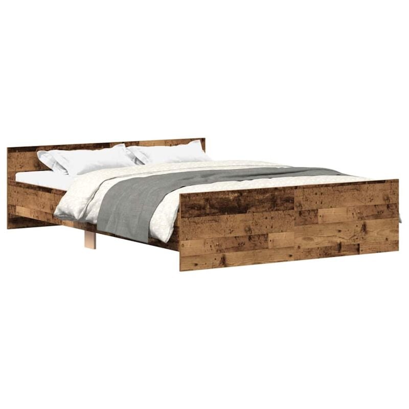 Cadre de lit sans matelas vieux bois 135x190cm bois ingénierie Vidaxl