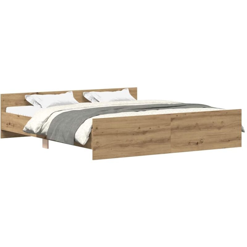 Cadre de lit sans matelas chêne artisanal 160x200 cm Vidaxl