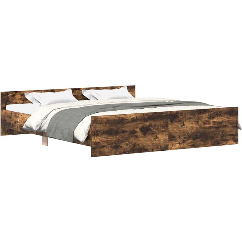 Vidaxl - Cadre de lit sans matelas chêne fumé 200x200 cm