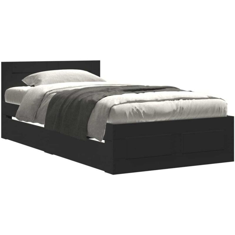 Vidaxl - Cadre de lit avec tête de lit sans matelas noir 90x200 cm