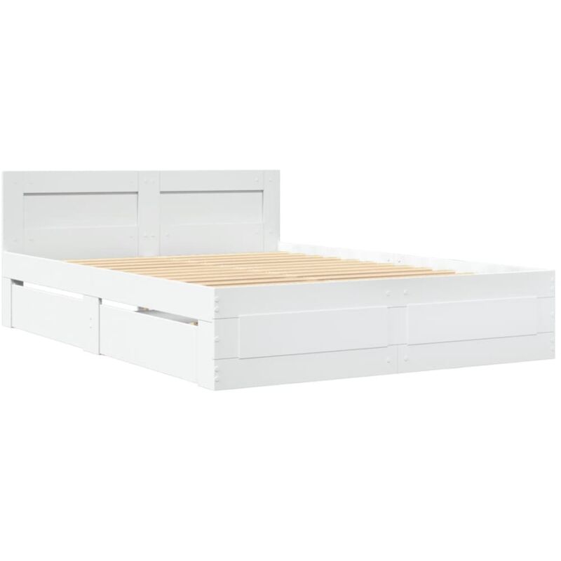 Cadre de lit et tête de lit sans matelas blanc 135x190 cm Vidaxl