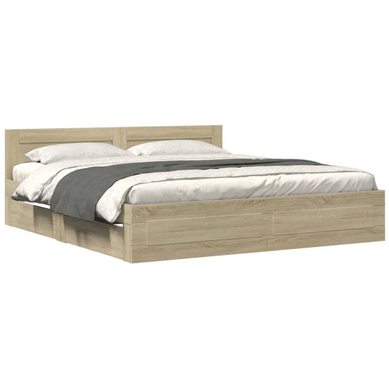 Vidaxl - Cadre de lit avec tête de lit chêne sonoma 180x200 cm