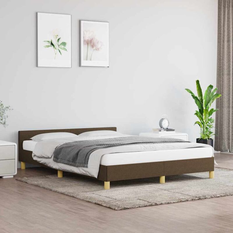 Cadre de lit sans matelas marron foncé 140x190 cm tissu - Vidaxl