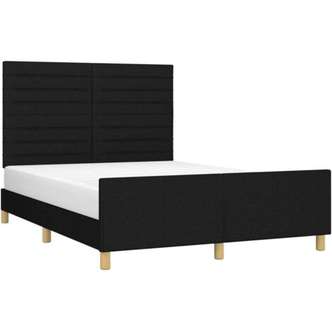 Cadre de lit avec tête de lit Noir 140x190 cm Tissu